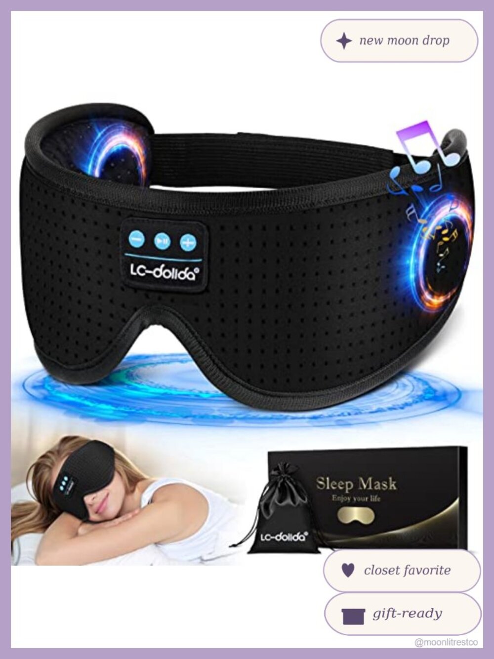 Bluetooth Sleep Headphones White Noise 3D Eye Mask Timing Side Sleepers